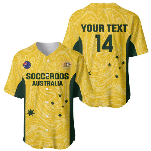 Custom Australia Socceroos Baseball Jersey Go Aussie Marble Pattern Sporty Style