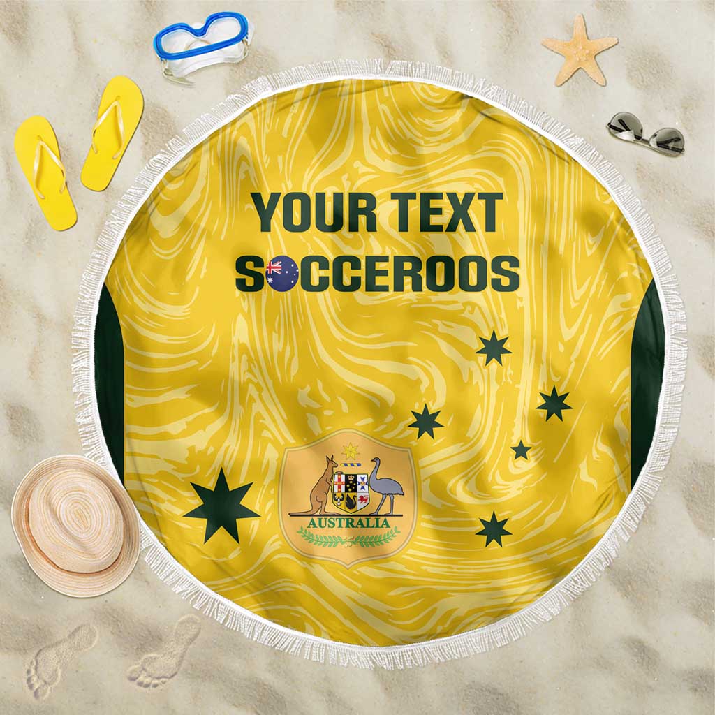 Custom Australia Socceroos Beach Blanket Go Aussie Marble Pattern Sporty Style