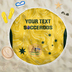 Custom Australia Socceroos Beach Blanket Go Aussie Marble Pattern Sporty Style