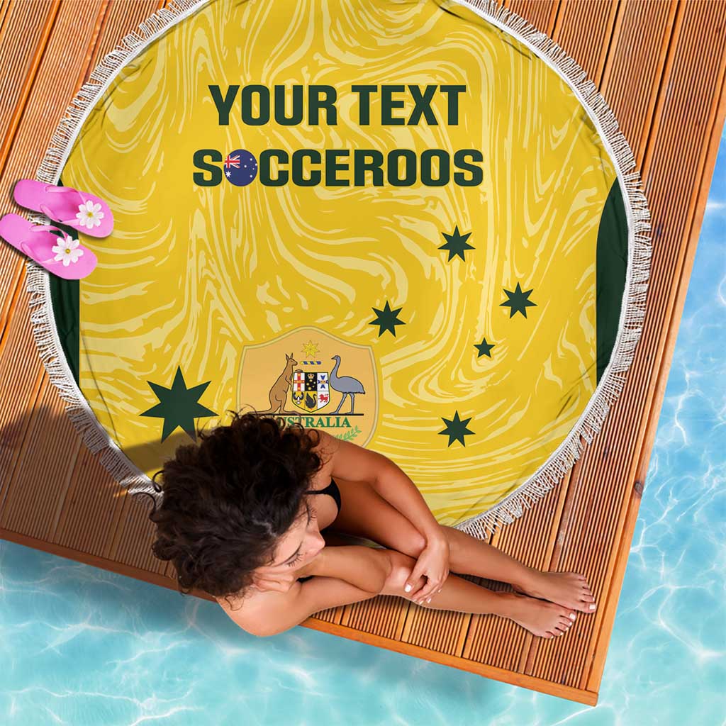 Custom Australia Socceroos Beach Blanket Go Aussie Marble Pattern Sporty Style