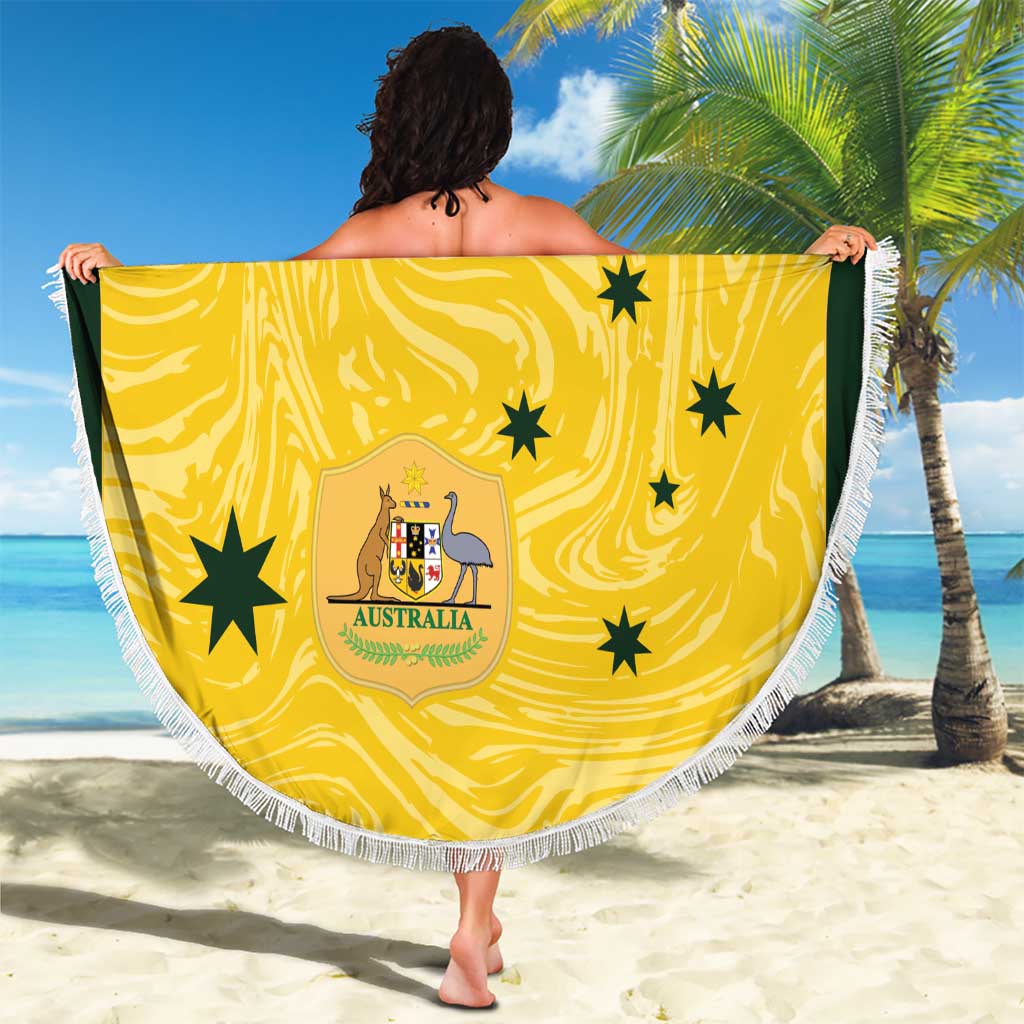 Custom Australia Socceroos Beach Blanket Go Aussie Marble Pattern Sporty Style