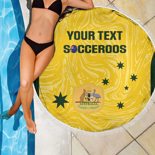 Custom Australia Socceroos Beach Blanket Go Aussie Marble Pattern Sporty Style