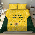 Custom Australia Socceroos Bedding Set Go Aussie Marble Pattern Sporty Style