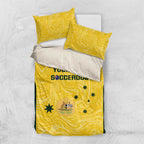 Custom Australia Socceroos Bedding Set Go Aussie Marble Pattern Sporty Style