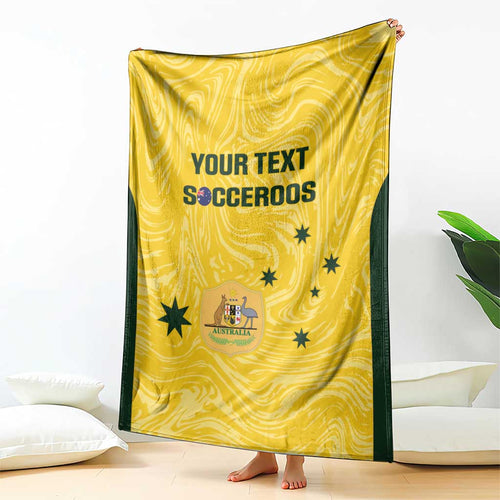 Custom Australia Socceroos Blanket Go Aussie Marble Pattern Sporty Style