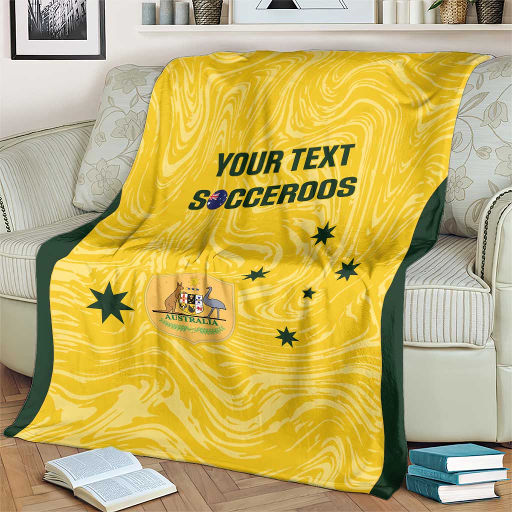 Custom Australia Socceroos Blanket Go Aussie Marble Pattern Sporty Style