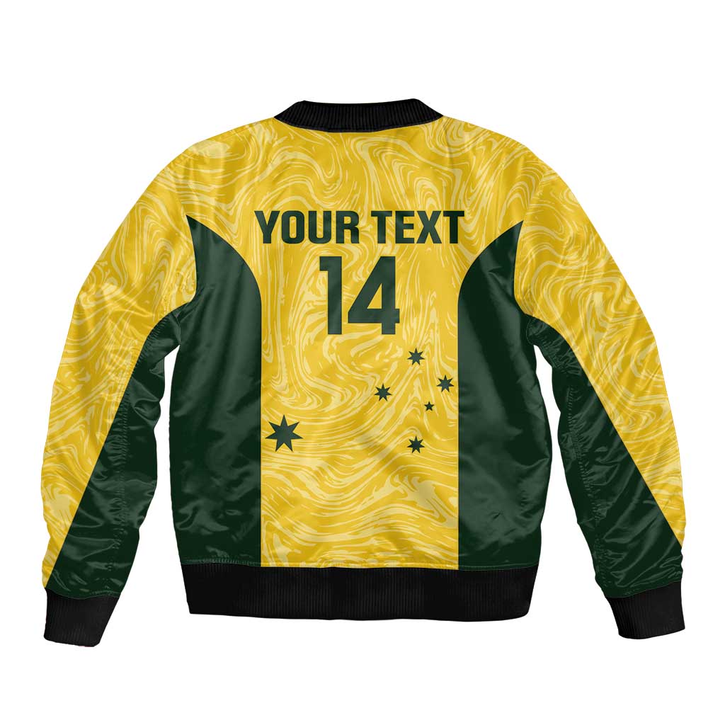 Custom Australia Socceroos Bomber Jacket Go Aussie Marble Pattern Sporty Style