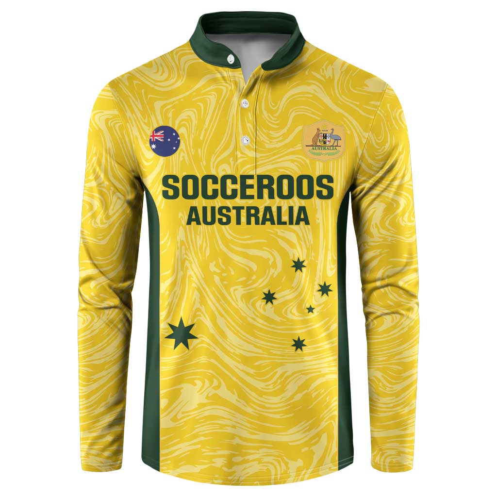 Custom Australia Socceroos Button Sweatshirt Go Aussie Marble Pattern Sporty Style