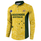 Custom Australia Socceroos Button Sweatshirt Go Aussie Marble Pattern Sporty Style