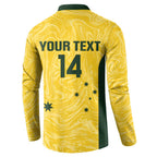 Custom Australia Socceroos Button Sweatshirt Go Aussie Marble Pattern Sporty Style