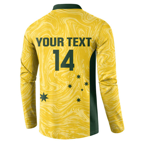 Custom Australia Socceroos Button Sweatshirt Go Aussie Marble Pattern Sporty Style