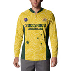 Custom Australia Socceroos Button Sweatshirt Go Aussie Marble Pattern Sporty Style