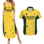 Custom Australia Socceroos Couples Matching Summer Maxi Dress and Hawaiian Shirt Go Aussie Marble Pattern Sporty Style