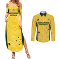 Custom Australia Socceroos Couples Matching Summer Maxi Dress and Long Sleeve Button Shirt Go Aussie Marble Pattern Sporty Style