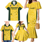 Custom Australia Socceroos Family Matching Mermaid Dress and Hawaiian Shirt Go Aussie Marble Pattern Sporty Style