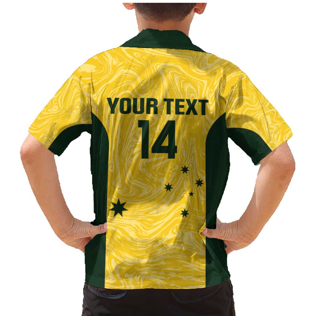 Custom Australia Socceroos Family Matching Mermaid Dress and Hawaiian Shirt Go Aussie Marble Pattern Sporty Style