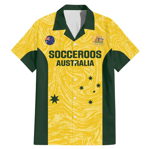 Custom Australia Socceroos Family Matching Mermaid Dress and Hawaiian Shirt Go Aussie Marble Pattern Sporty Style