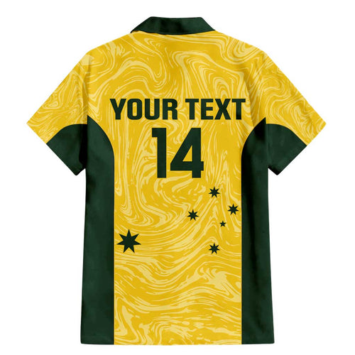Custom Australia Socceroos Family Matching Mermaid Dress and Hawaiian Shirt Go Aussie Marble Pattern Sporty Style