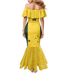 Custom Australia Socceroos Family Matching Mermaid Dress and Hawaiian Shirt Go Aussie Marble Pattern Sporty Style