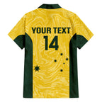 Custom Australia Socceroos Family Matching Off The Shoulder Long Sleeve Dress and Hawaiian Shirt Go Aussie Marble Pattern Sporty Style