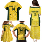 Custom Australia Socceroos Family Matching Puletasi and Hawaiian Shirt Go Aussie Marble Pattern Sporty Style