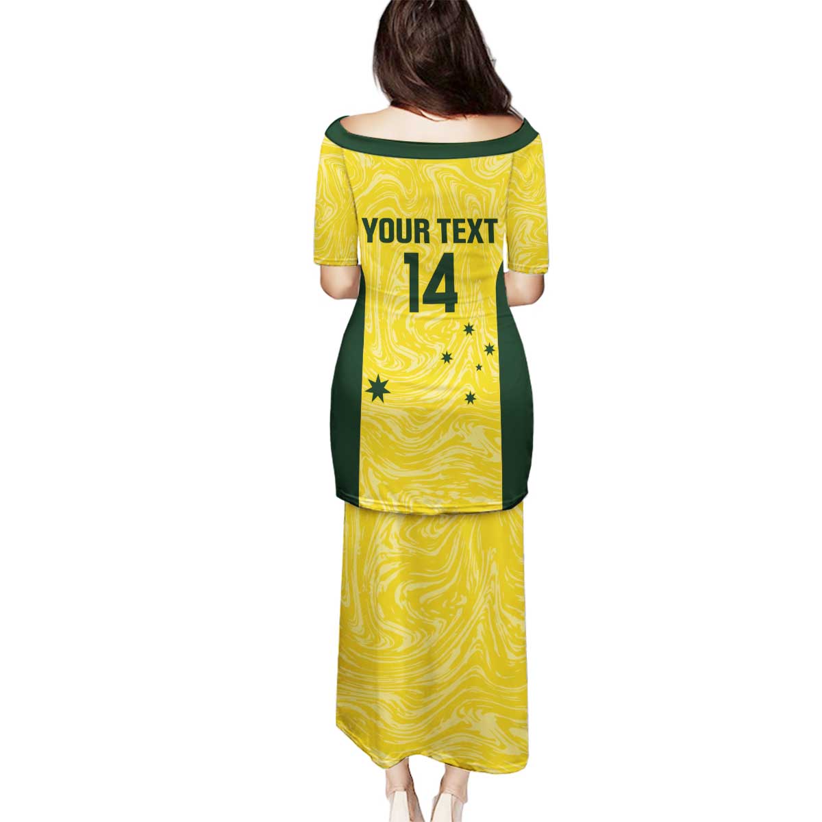Custom Australia Socceroos Family Matching Puletasi and Hawaiian Shirt Go Aussie Marble Pattern Sporty Style