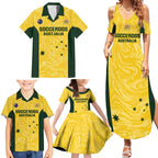 Custom Australia Socceroos Family Matching Summer Maxi Dress and Hawaiian Shirt Go Aussie Marble Pattern Sporty Style