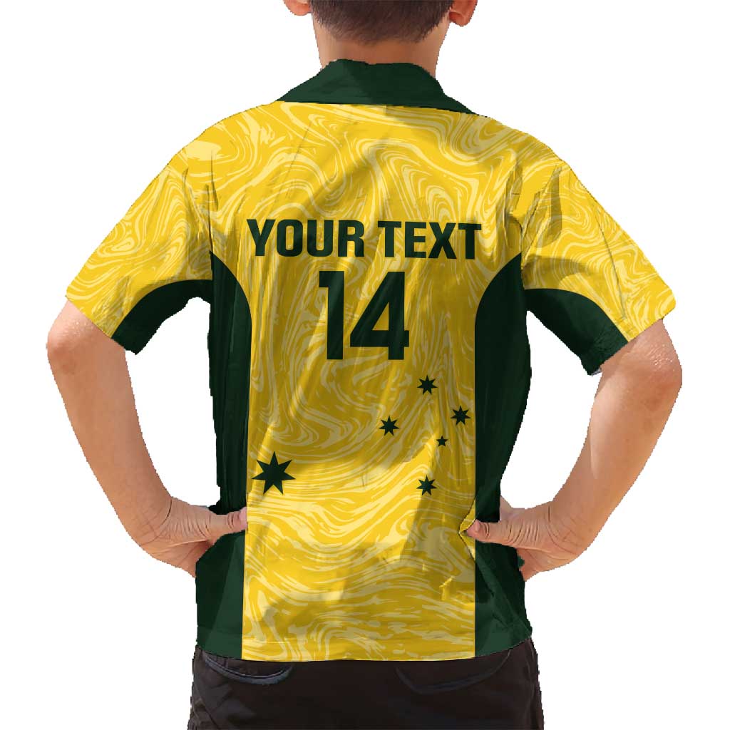 Custom Australia Socceroos Family Matching Summer Maxi Dress and Hawaiian Shirt Go Aussie Marble Pattern Sporty Style