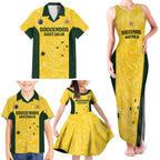Custom Australia Socceroos Family Matching Tank Maxi Dress and Hawaiian Shirt Go Aussie Marble Pattern Sporty Style