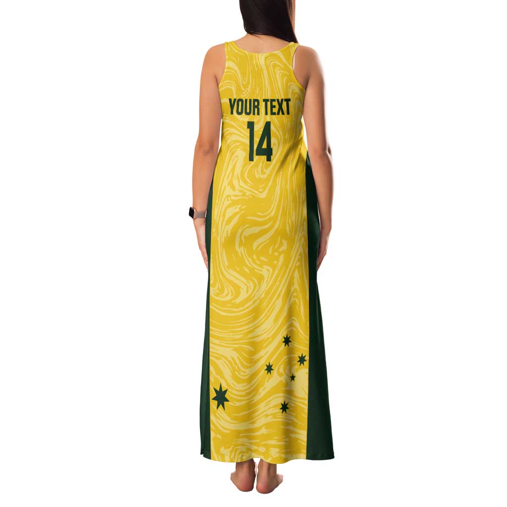 Custom Australia Socceroos Family Matching Tank Maxi Dress and Hawaiian Shirt Go Aussie Marble Pattern Sporty Style