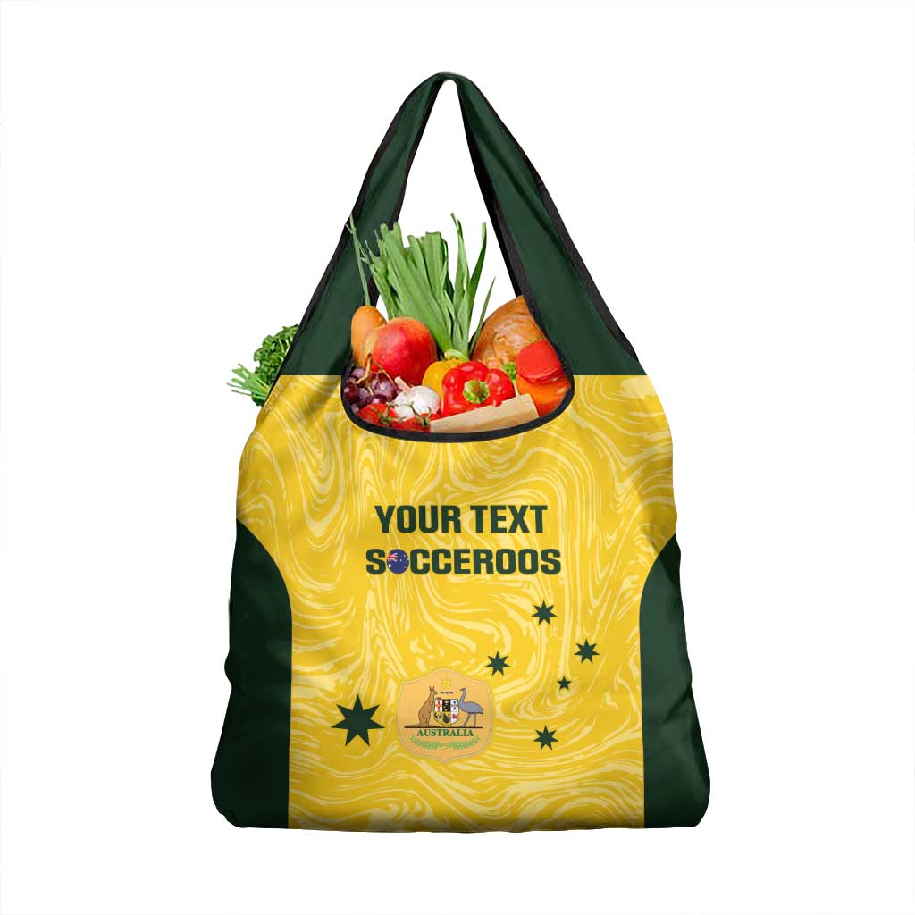 Custom Australia Socceroos Grocery Bag Go Aussie Marble Pattern Sporty Style