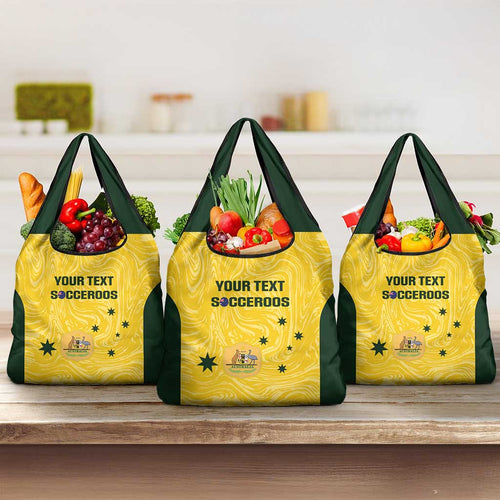 Custom Australia Socceroos Grocery Bag Go Aussie Marble Pattern Sporty Style