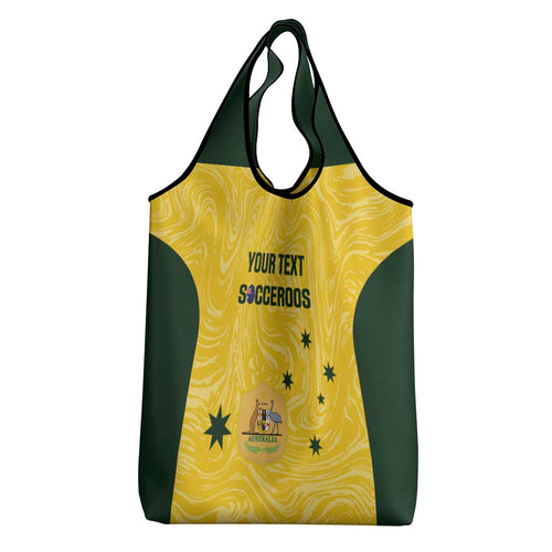 Custom Australia Socceroos Grocery Bag Go Aussie Marble Pattern Sporty Style