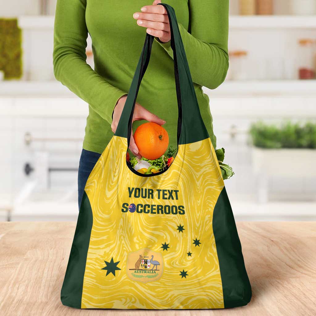 Custom Australia Socceroos Grocery Bag Go Aussie Marble Pattern Sporty Style