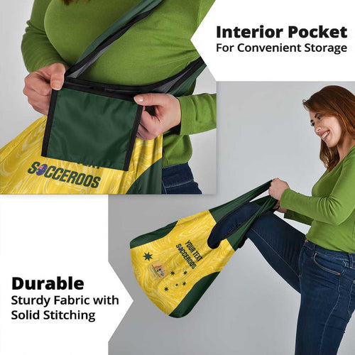 Custom Australia Socceroos Grocery Bag Go Aussie Marble Pattern Sporty Style
