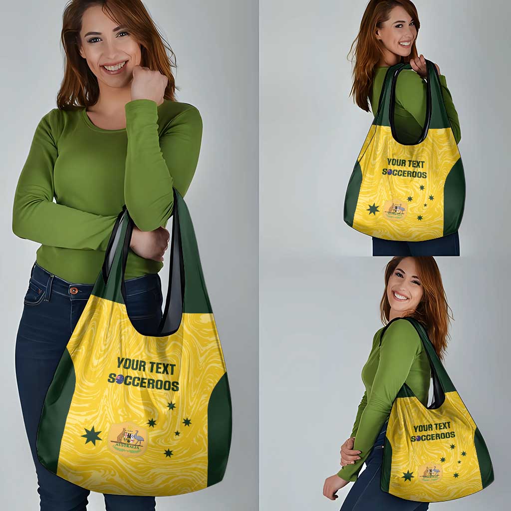 Custom Australia Socceroos Grocery Bag Go Aussie Marble Pattern Sporty Style