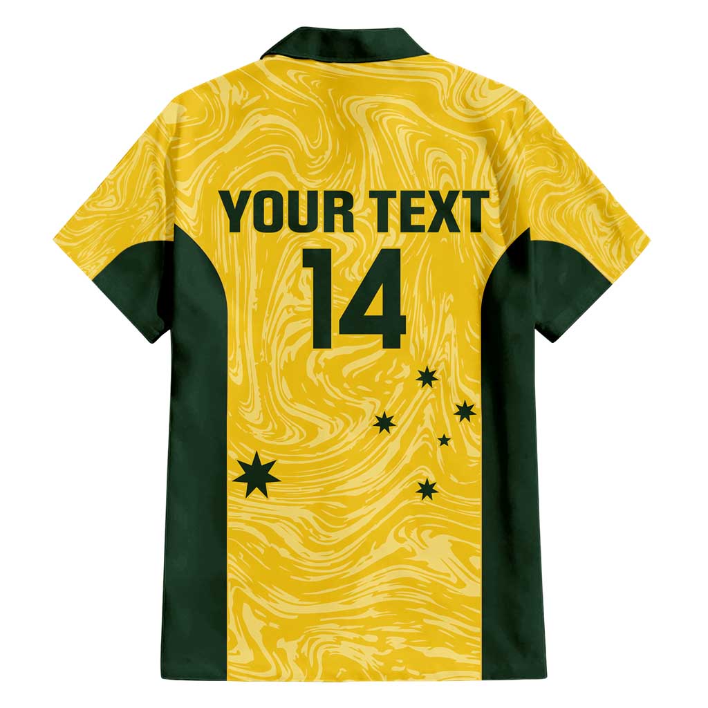 Custom Australia Socceroos Hawaiian Shirt Go Aussie Marble Pattern Sporty Style