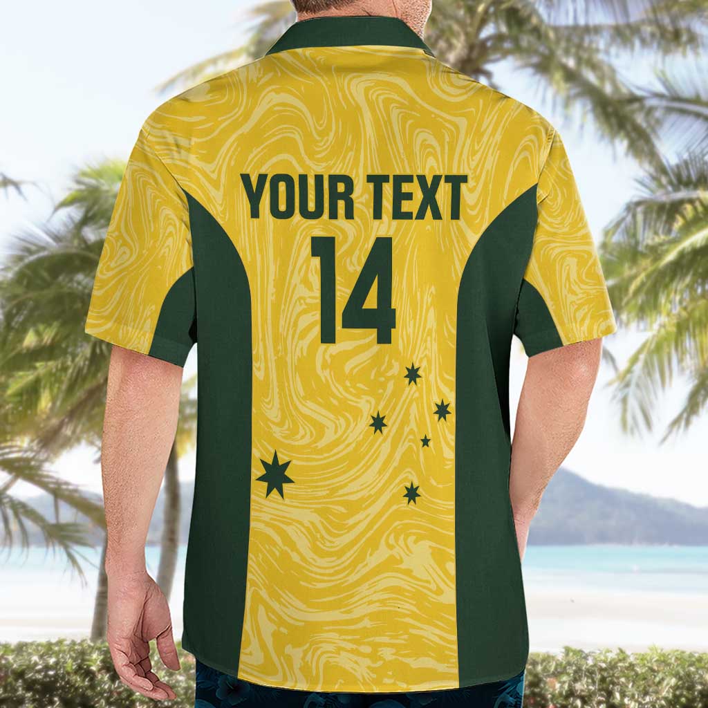 Custom Australia Socceroos Hawaiian Shirt Go Aussie Marble Pattern Sporty Style