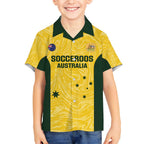 Custom Australia Socceroos Hawaiian Shirt Go Aussie Marble Pattern Sporty Style