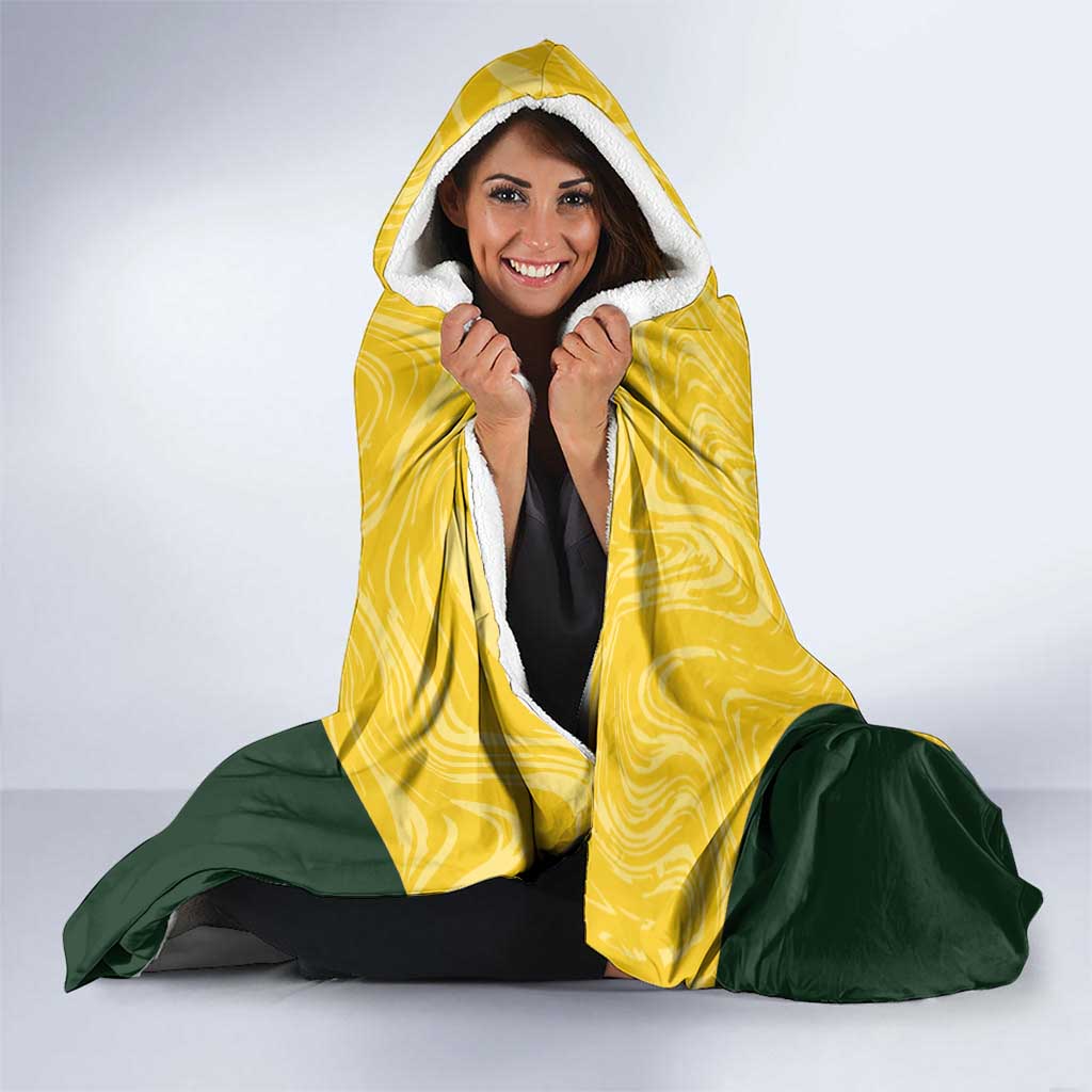 Custom Australia Socceroos Hooded Blanket Go Aussie Marble Pattern Sporty Style