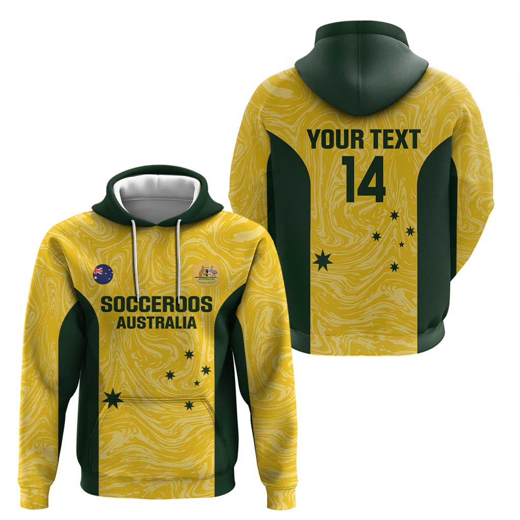 Custom Australia Socceroos Hoodie Go Aussie Marble Pattern Sporty Style