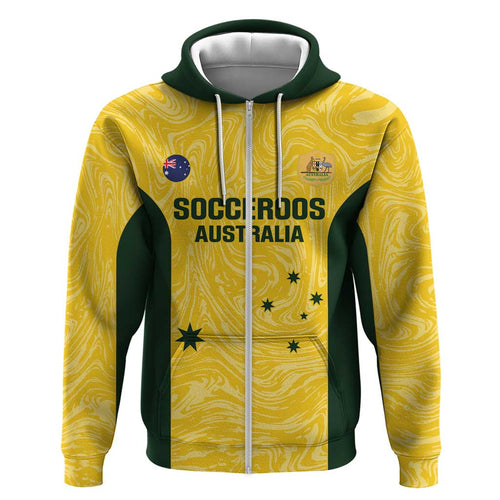 Custom Australia Socceroos Hoodie Go Aussie Marble Pattern Sporty Style