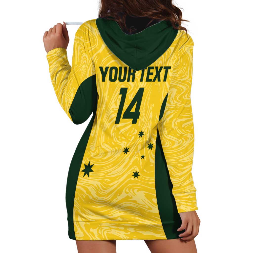 Custom Australia Socceroos Hoodie Dress Go Aussie Marble Pattern Sporty Style