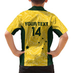 Custom Australia Socceroos Kid Hawaiian Shirt Go Aussie Marble Pattern Sporty Style