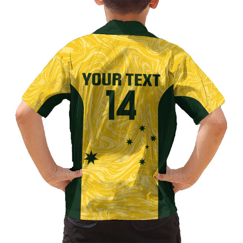 Custom Australia Socceroos Kid Hawaiian Shirt Go Aussie Marble Pattern Sporty Style