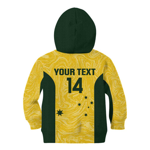 Custom Australia Socceroos Kid Hoodie Go Aussie Marble Pattern Sporty Style