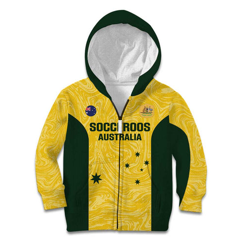 Custom Australia Socceroos Kid Hoodie Go Aussie Marble Pattern Sporty Style
