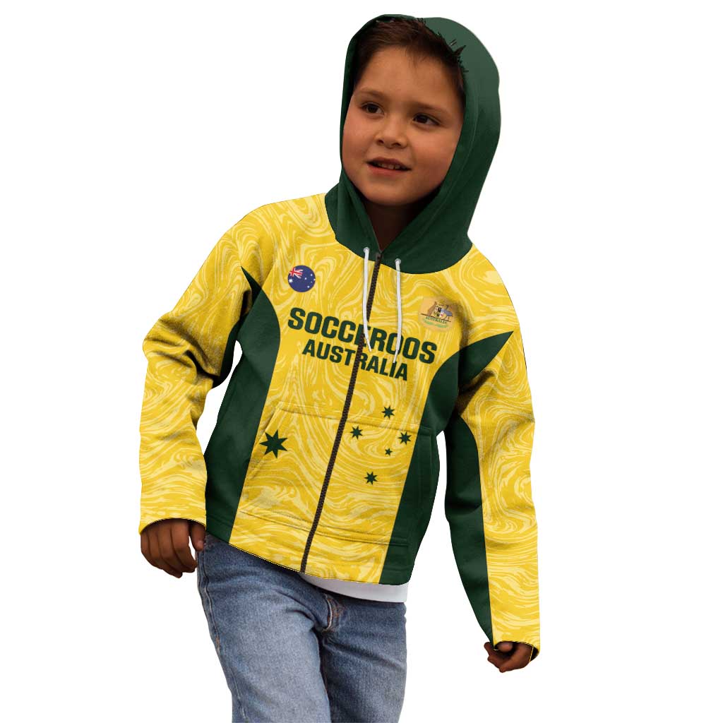 Custom Australia Socceroos Kid Hoodie Go Aussie Marble Pattern Sporty Style