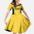 Custom Australia Socceroos Kid Short Sleeve Dress Go Aussie Marble Pattern Sporty Style