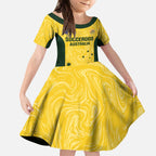 Custom Australia Socceroos Kid Short Sleeve Dress Go Aussie Marble Pattern Sporty Style
